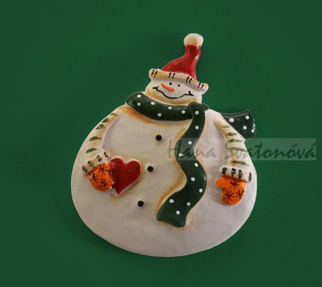 Relief Sněhulák se srdíčkem - vel 7,5cm