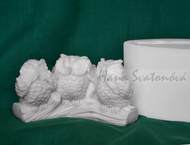 3 sovičky - výška 5,5cm, šířka 10cm