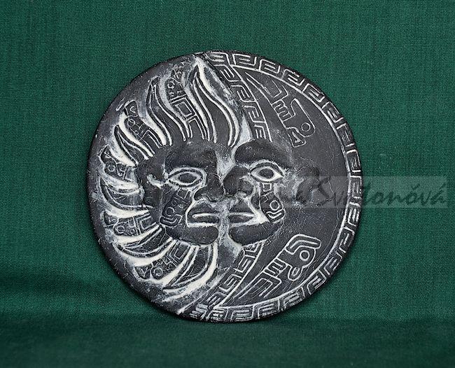 Relief - Mayský motiv Slunce a měsíc, průměr 10cm