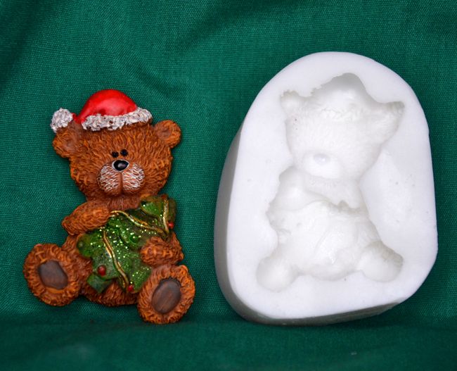 Relierf Vánoční medvídek se stromečkem  - vel. 4x6cm