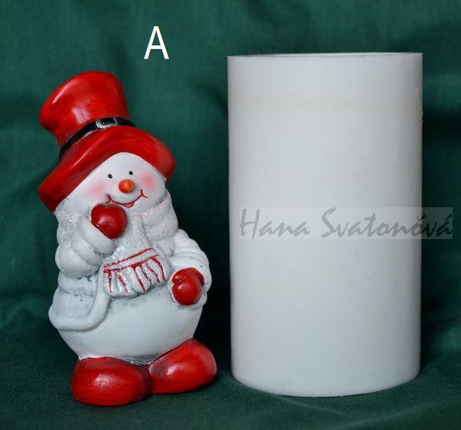 Sněhulák s červenou čepicí a šálou - výška 11cm