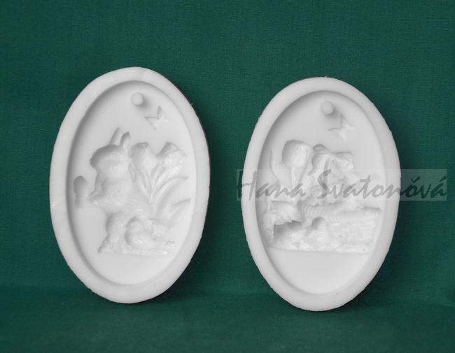 Relief Ovál závěs - Košík s pomlázkou, vel 5,3x8,2cm