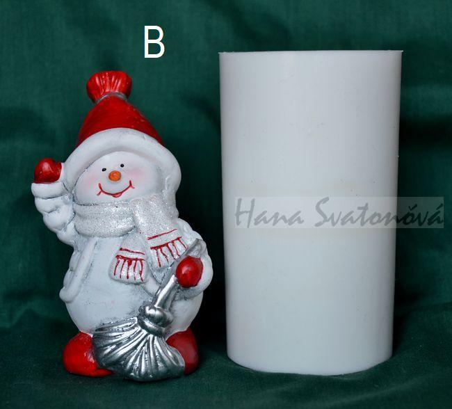 Sněhulák s červenou čepicí a šálou - výška 11cm
