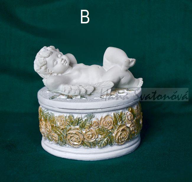 Kazeta s andělíčkem  - průměr 6,5cm